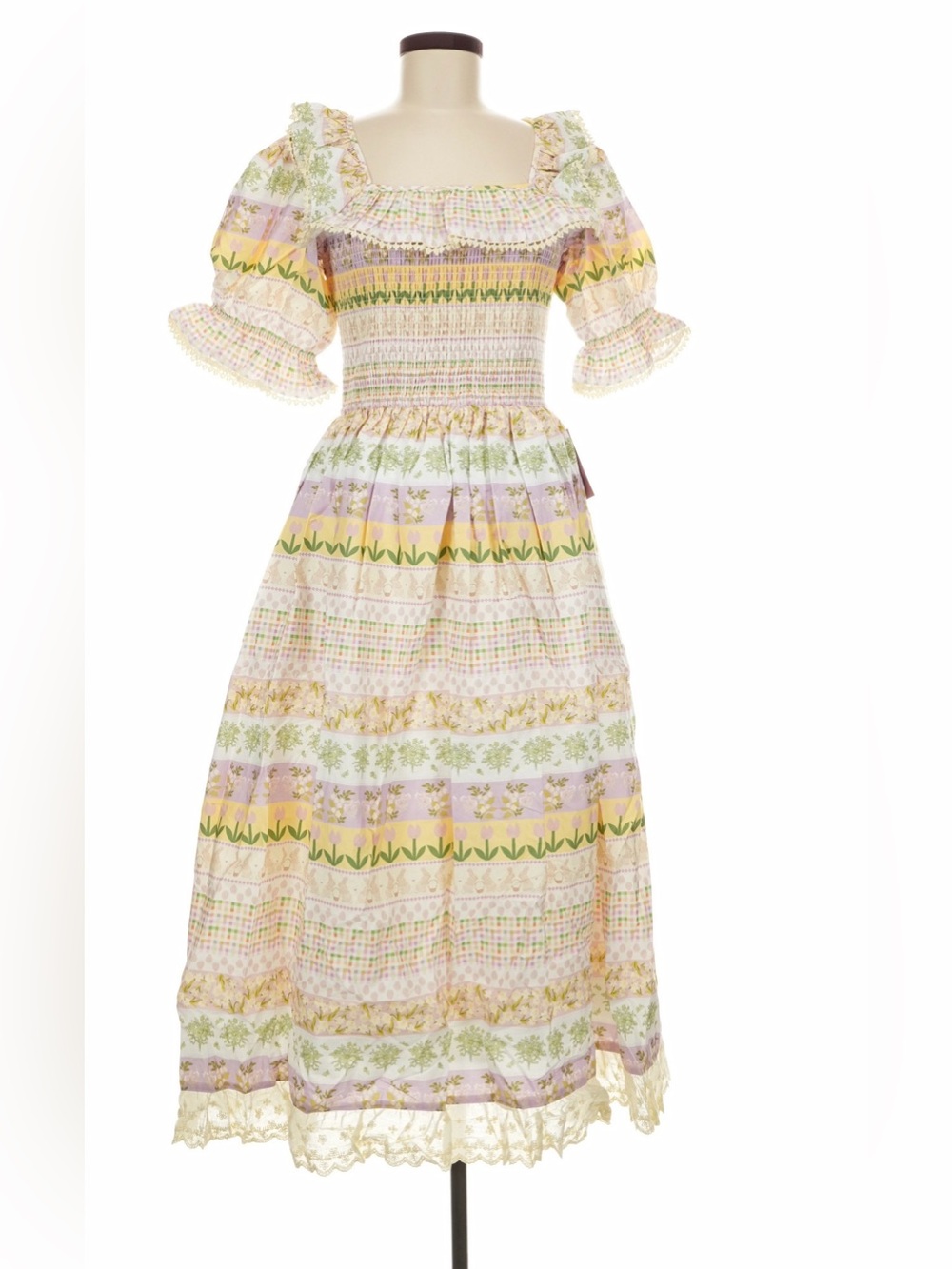 Ivy City Co. Smocked Floral Patchwork Maxi Midi  Dress | NWT | Medium - Picture 2 of 5